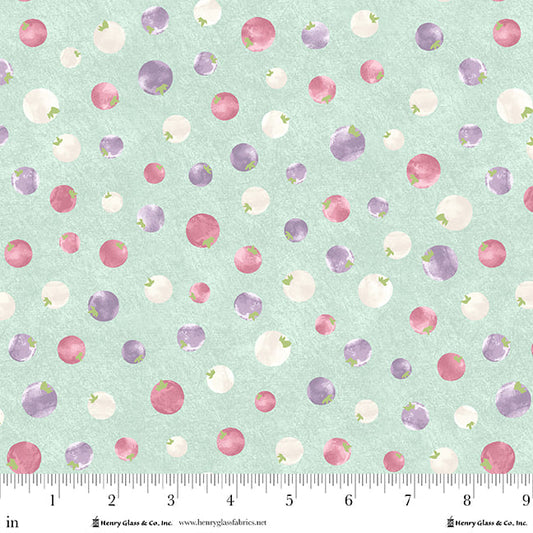 My Sunroom - Berry Dot Print in Sea Glass - by Goldi L Designs for Henry Glass Fabrics