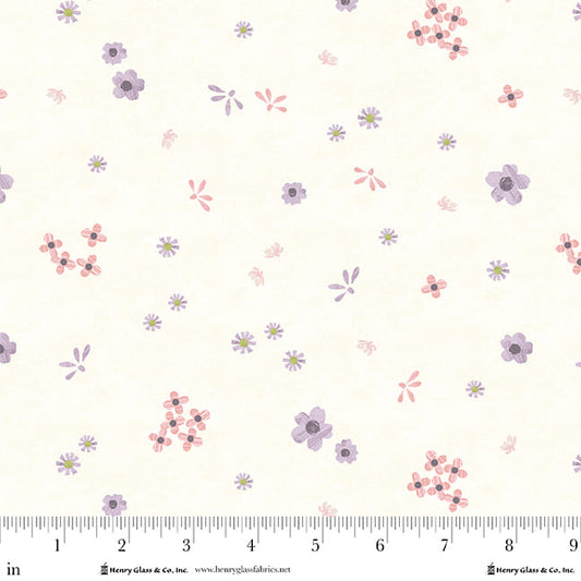 My Sunroom - Flower Ditsy Print in Whip Cream - by Goldi L Designs for Henry Glass Fabrics