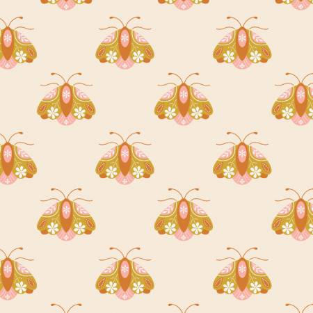 Vintage Charm Little Moth Print Ivory by Dots & Glory for Cloud 9 Organic Fabrics