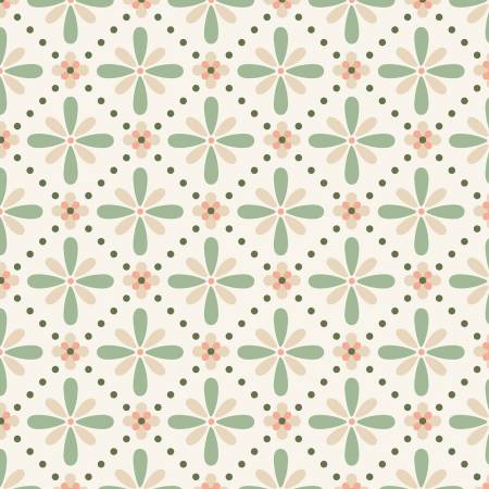 Vintage Charm Tea Time Print by Dots & Glory for Cloud 9 Organic Fabrics