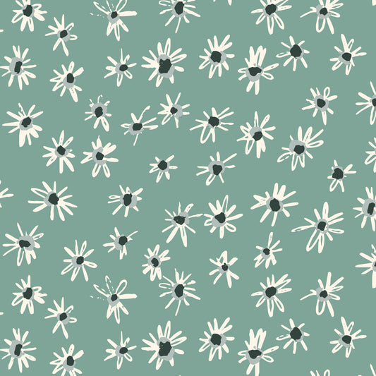 Kindred Comforts Organic Cotton Collection Shata Print in Turquoise by Tanya Celia for Cloud 9 Fabrics