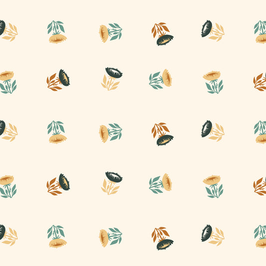 Kindred Comforts Organic Cotton Collection Waltz Print in Ivory by Tanya Celia for Cloud 9 Fabrics