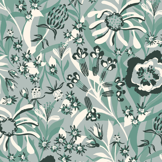 Kindred Comforts Organic Cotton Collection Bouquet Print in Blue by Tanya Celia for Cloud 9 Fabrics