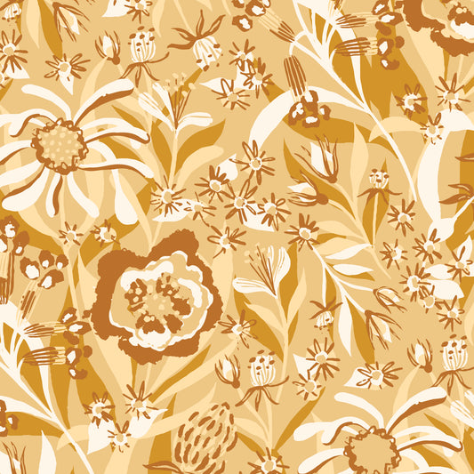 Kindred Comforts Organic Cotton Collection Bouquet Print in Pale Orange by Tanya Celia for Cloud 9 Fabrics