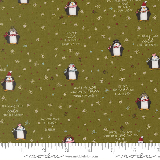 Chilly Collection Mr Penguin Print in Pine by Sweetwater for Moda Fabrics