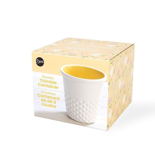 Dritz Ceramic Thimble Container White/Yellow