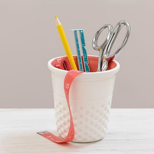 Dritz Ceramic Thimble Container White/Coral
