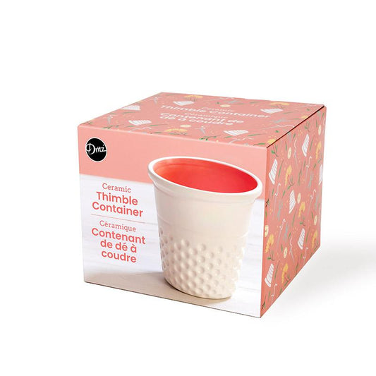 Dritz Ceramic Thimble Container White/Coral