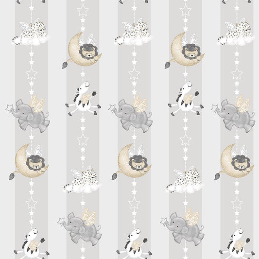Moonlit Dreams - Pearl Animal Stripe - by Victoria Hutto for Studio E Fabrics