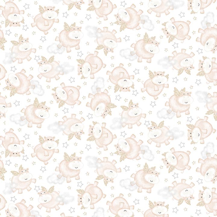 Moonlit Dreams - Tossed Hippos - by Victoria Hutto for Studio E Fabrics