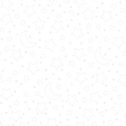 Moonlit Dreams - White Stars and Moons - by Victoria Hutto for Studio E Fabrics