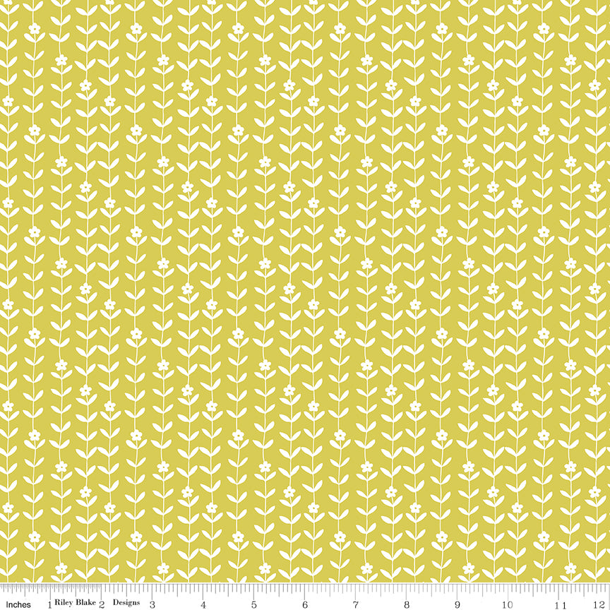 Flower Farm - Vines Lime Print - by Keera Job for Riley Blake Designs