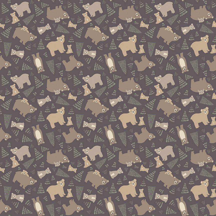 Elmer and Eloise Bears Print Brown by Deena Rutter for Riley Blake Designs