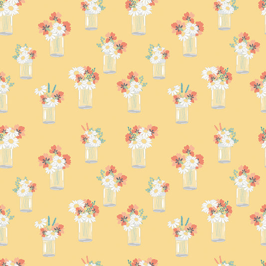 Sunshine and Sweet Tea - Mason Jar Bouquets Sunshine Print - by Amanda Castor of Material Girl Quilts for Riley Blake Designs