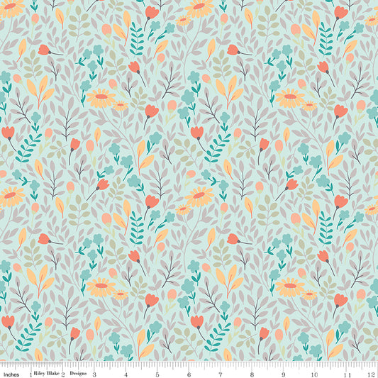Sunshine and Sweet Tea - Summer Floral Mint Print - by Amanda Castor of Material Girl Quilts for Riley Blake Designs
