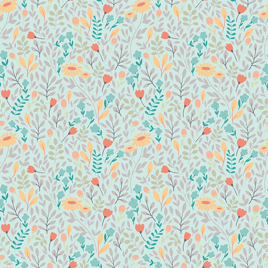 Sunshine and Sweet Tea - Summer Floral Mint Print - by Amanda Castor of Material Girl Quilts for Riley Blake Designs