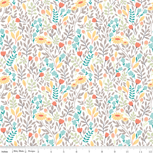 Sunshine and Sweet Tea - Summer Floral White Print - by Amanda Castor of Material Girl Quilts for Riley Blake Designs