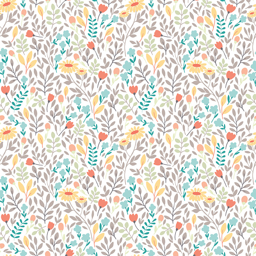 Sunshine and Sweet Tea - Summer Floral White Print - by Amanda Castor of Material Girl Quilts for Riley Blake Designs