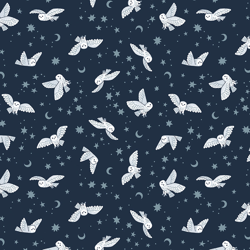 Twilight Creatures Night Owls Indigo by Natalia Juan Abello for Riley Blake Designs