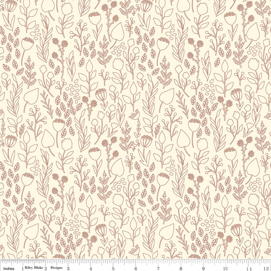 Blush 'n Butterscotch Outlines Cream by Simple Simon & Co for Riley Blake Designs
