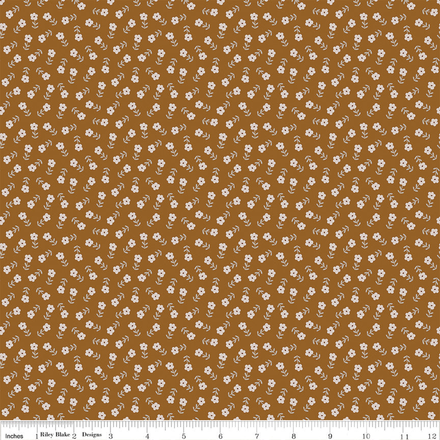 Blush 'n Butterscotch Ditsy Floral Cinnamon by Simple Simon & Co for Riley Blake Designs