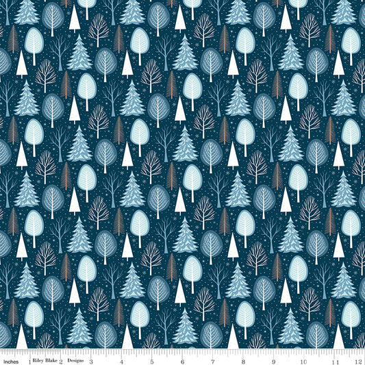 Winter Magic - Trees Navy - by Dani Mogstad for Riley Blake Designs