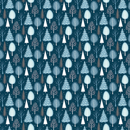 Winter Magic - Trees Navy - by Dani Mogstad for Riley Blake Designs