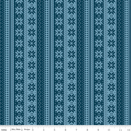 Winter Magic - Sweater Stripe Navy - by Dani Mogstad for Riley Blake Designs