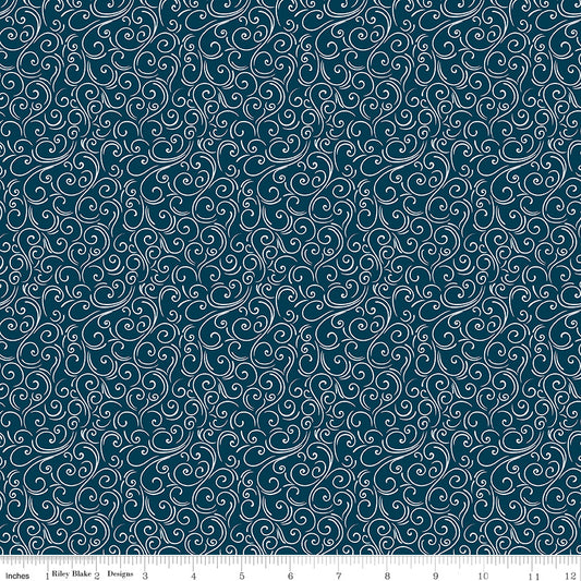 Winter Magic - Swirls Navy - Dani Mogstad for Riley Blake Designs