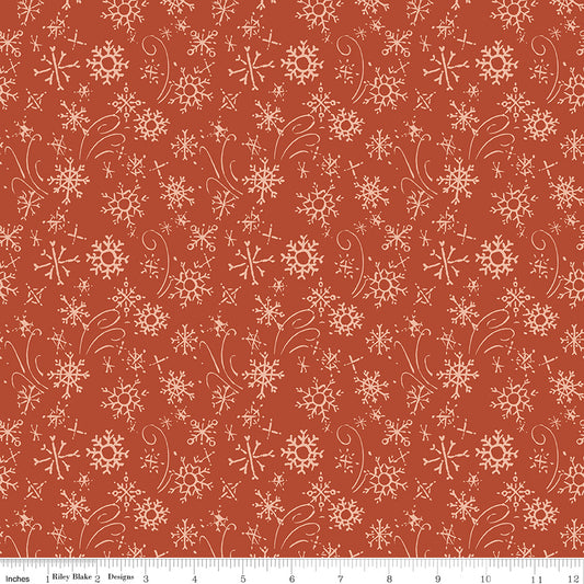 Santa's Tree Farm Snowflakes print in Rudolph Red by Lisa Audit for Riley Blake Designs