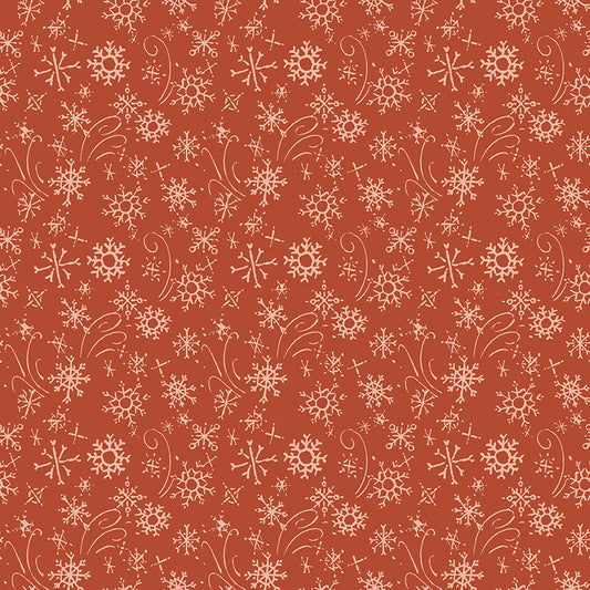 Santa's Tree Farm Snowflakes print in Rudolph Red by Lisa Audit for Riley Blake Designs