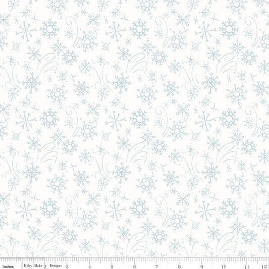 Santa's Tree Farm Snowflakes print in Snowy White by Lisa Audit for Riley Blake Designs