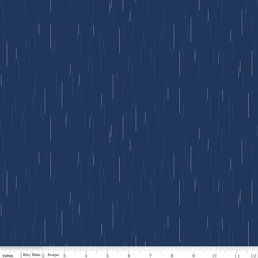 Essence Collection - Raindrops Print in Navy - by Fran Gulick of Cotton and Joy for Riley Blake Designs