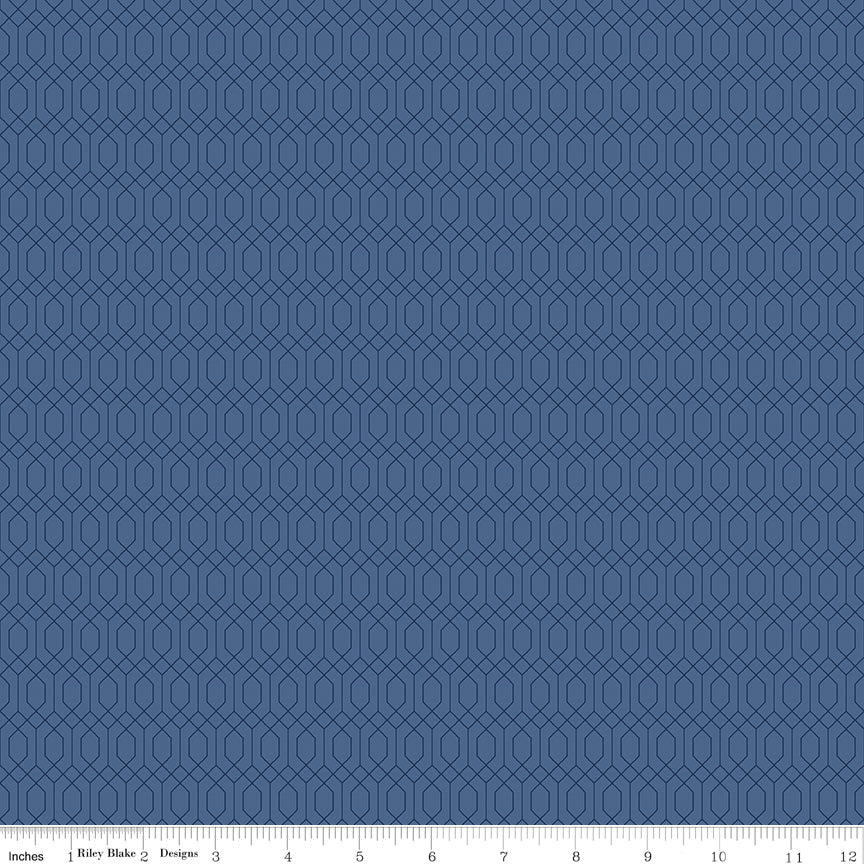 Essence Collection - Lattice Print in Denim Blue - by Fran Gulick of Cotton and Joy for Riley Blake Designs