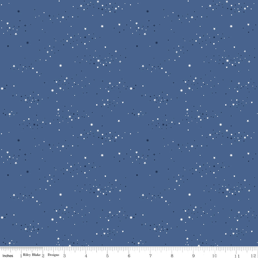 Essence Collection - Starlight Print in Denim Blue - by Fran Gulick of Cotton and Joy for Riley Blake Designs