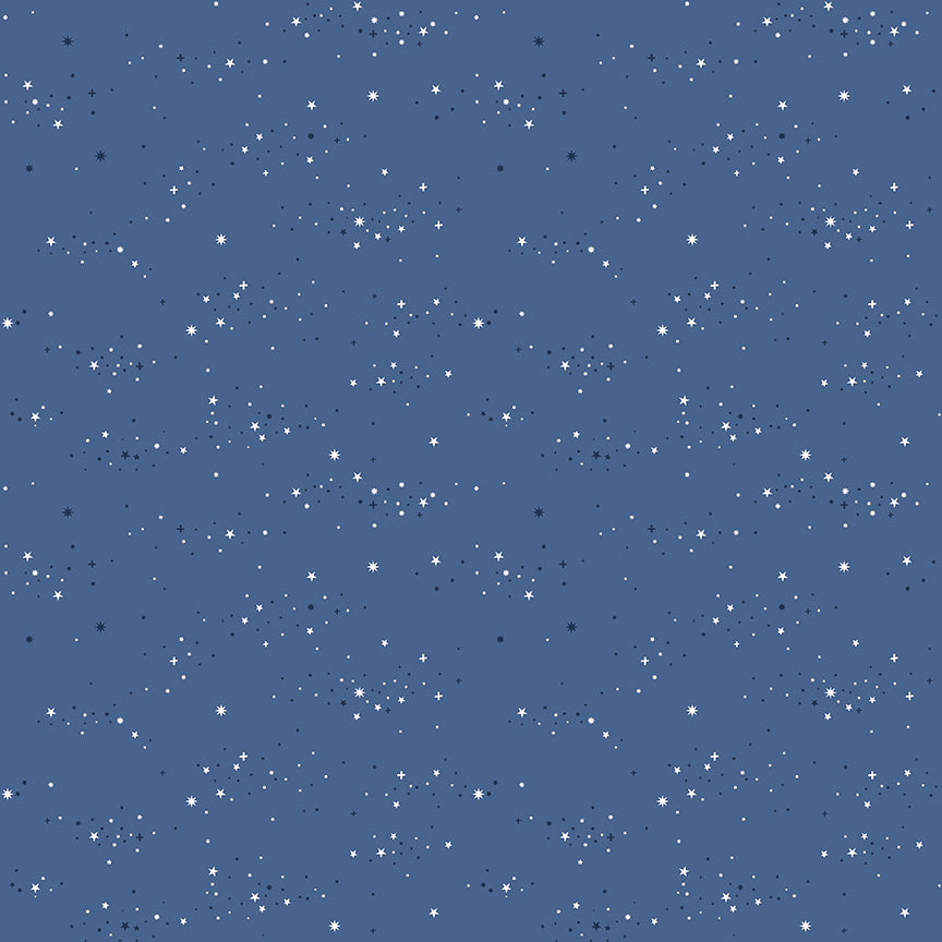 Essence Collection - Starlight Print in Denim Blue - by Fran Gulick of Cotton and Joy for Riley Blake Designs