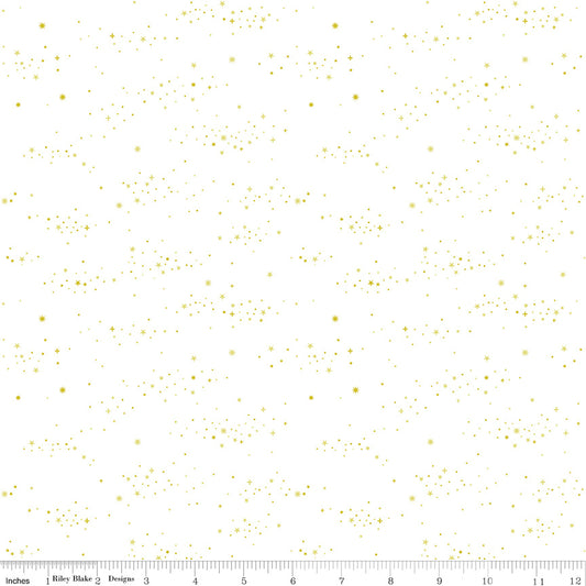 Essence Collection - Starlight Print in Gold - by Fran Gulick of Cotton and Joy for Riley Blake Designs