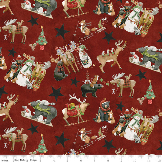 Northern Christmas Main Print Red by Teresa Korgut for Riley Blake Designs