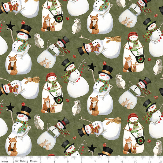 Northern Christmas Snowmen Green by Teresa Korgut for Riley Blake Designs