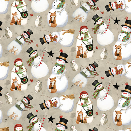 Northern Christmas Snowmen Neutral by Teresa Korgut for Riley Blake Designs