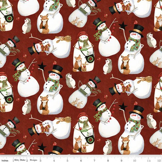 Northern Christmas Snowmen Red by Teresa Korgut for Riley Blake Designs