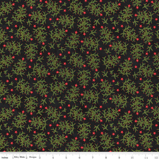 Northern Christmas Whimsical Trees Black by Teresa Korgut for Riley Blake Designs