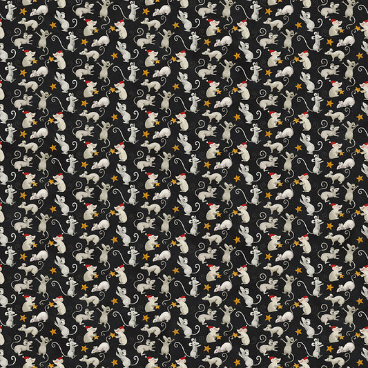 Northern Christmas - Christmas Mice Black by Teresa Korgut for Riley Blake Designs