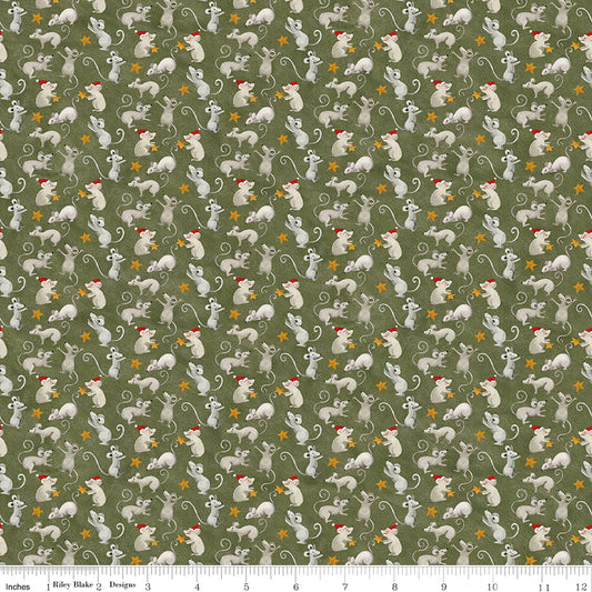 Northern Christmas - Christmas Mice Green by Teresa Korgut for Riley Blake Designs