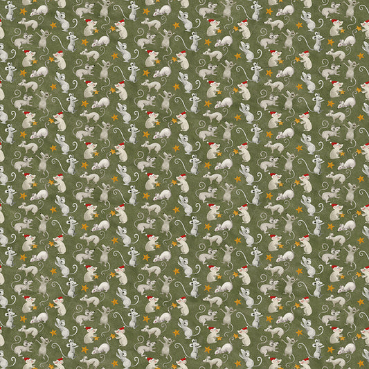 Northern Christmas - Christmas Mice Green by Teresa Korgut for Riley Blake Designs