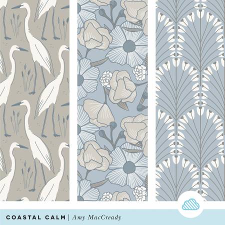 Coastal Calm Timothy Print Dark Tan by Amy Maccready for Cloud 9 Organic Fabrics