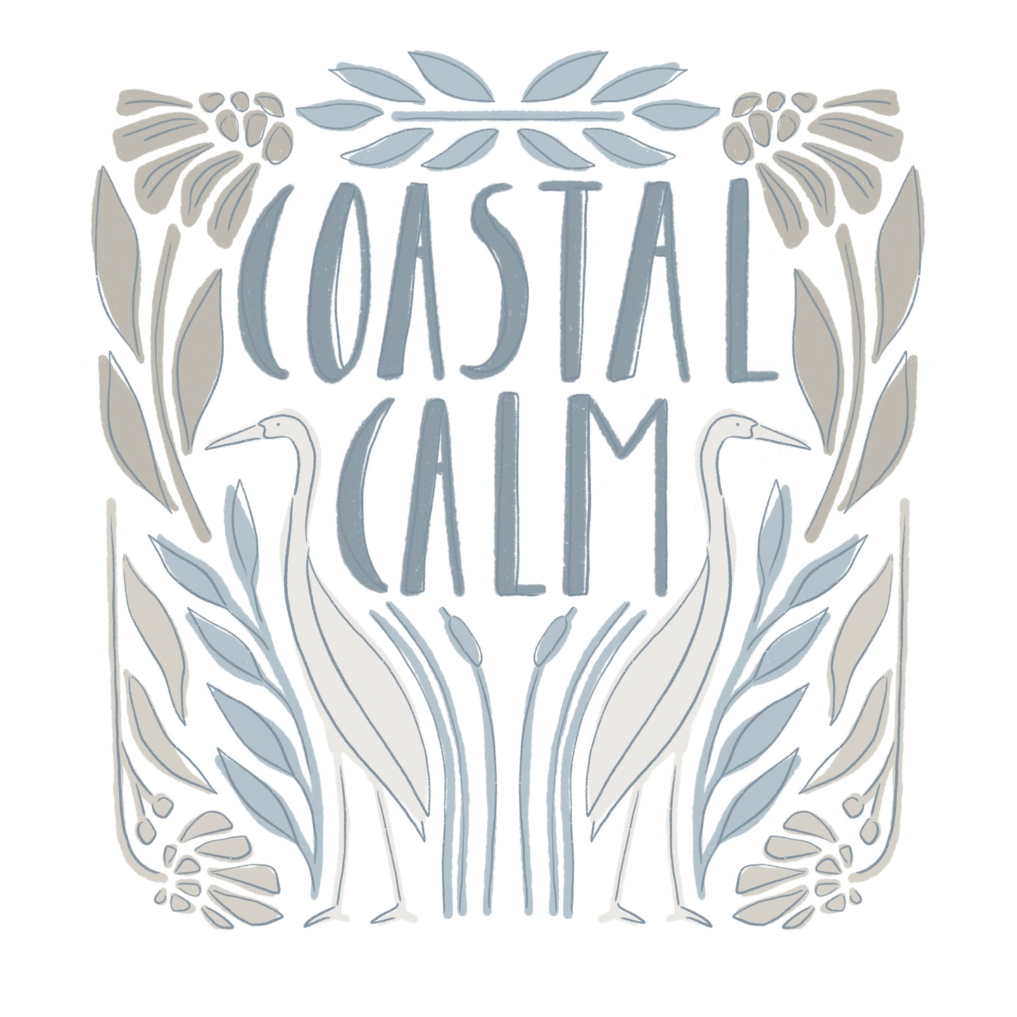 Coastal Calm Timothy Print Dark Tan by Amy Maccready for Cloud 9 Organic Fabrics