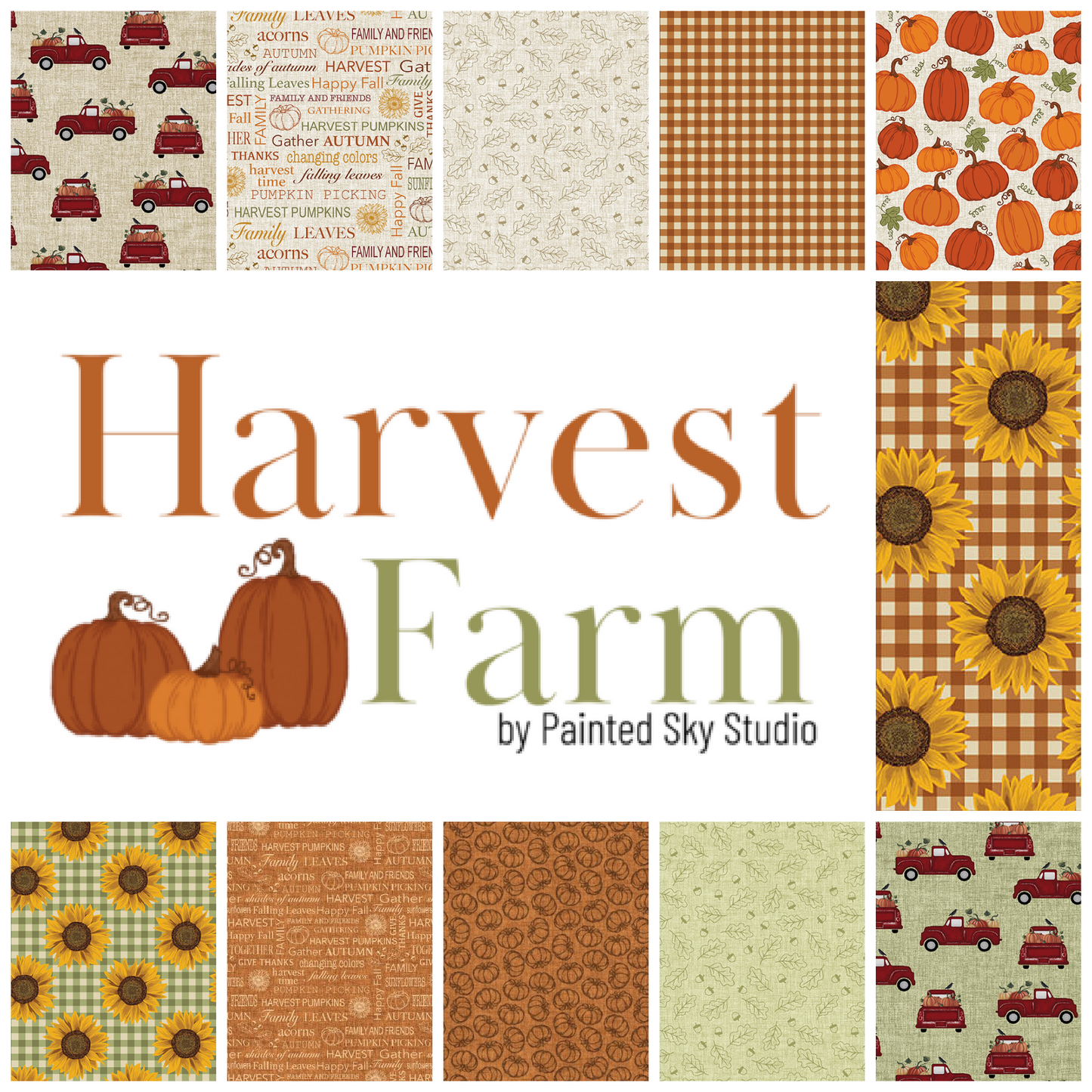Harvest Farm - Rustic Pumpkins Natural - by Painted Sky Studio for Benartex Fabrics