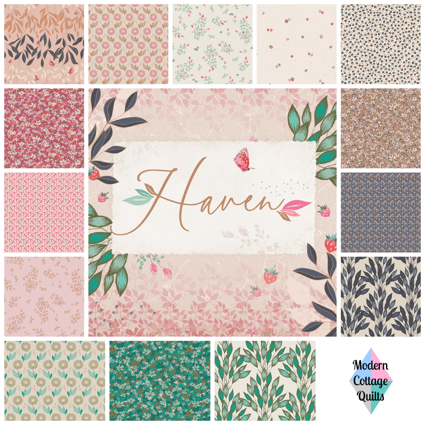 Haven Collection - Brushed Leaves Jade - By Amy Sinibaldi for Art Gallery Fabrics