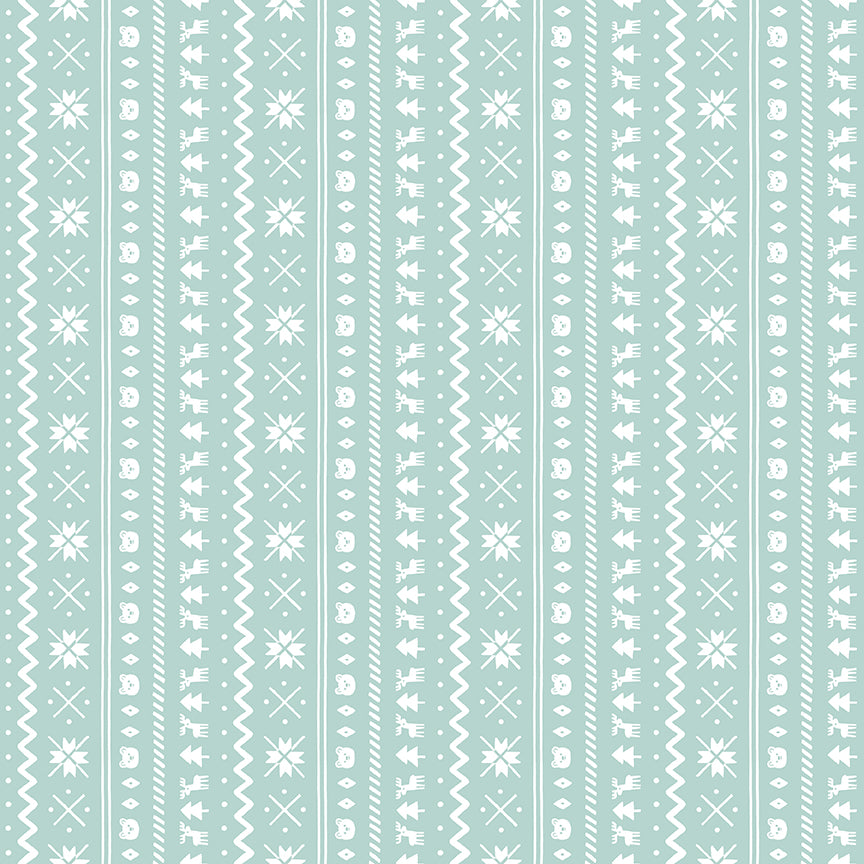 Flannel Northern Lights Glacier Fair Isle Stripe by Natalia Juan Abello for Riley Blake Designs